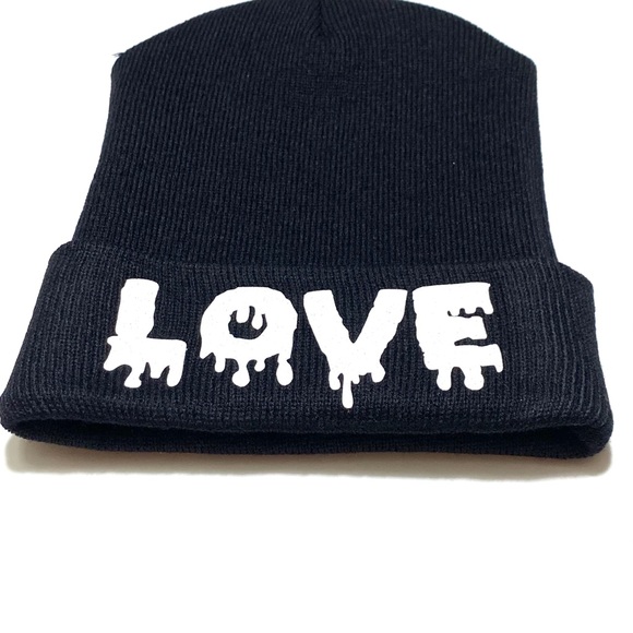 Winter Beanie Skully Hat with Drip Love Quote - Picture 3 of 6